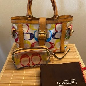 Rare Vintage Coach Handbag w Makeup Bag
